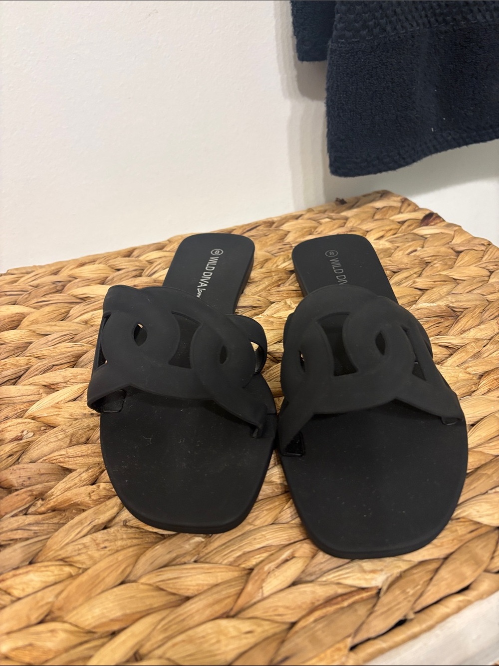 Wild Diva Black Slip-On Sandal Slides